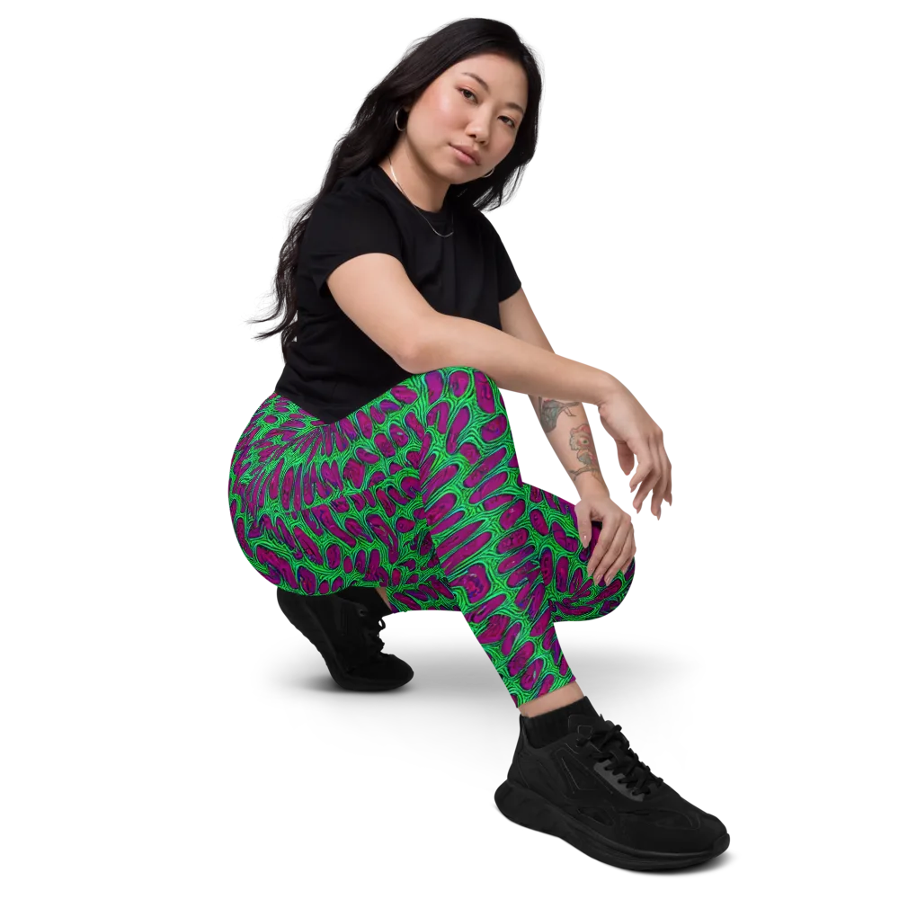 Neon Amoeba on Leggings with Pockets — Right Front