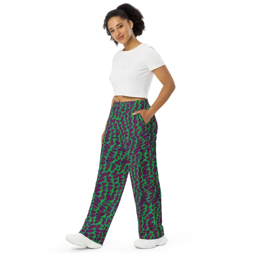 Neon Amoeba on a Wide-Leg Pants