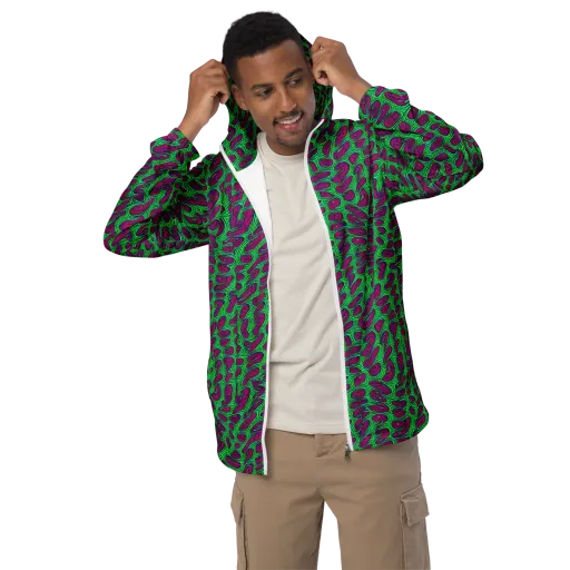 Neon Amoeba on a Men's Windbreaker