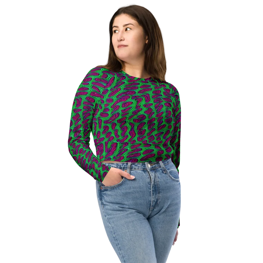 Neon Amoeba on Long Sleeve Crop Top — Front