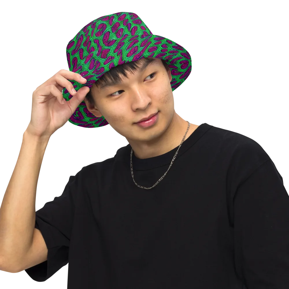 Neon Amoeba on Reversible Bucket Hat — Front Inside