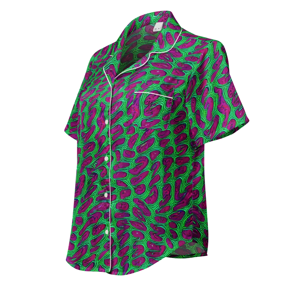 Neon Amoeba on Women's Short Sleeve Pajama Top — Left Front