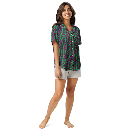 Neon Amoeba on a Women's Short Sleeve Pajama Top