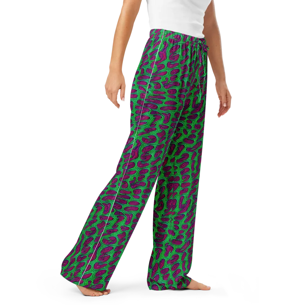 Neon Amoeba on Women's Pajama Pants — Right Front
