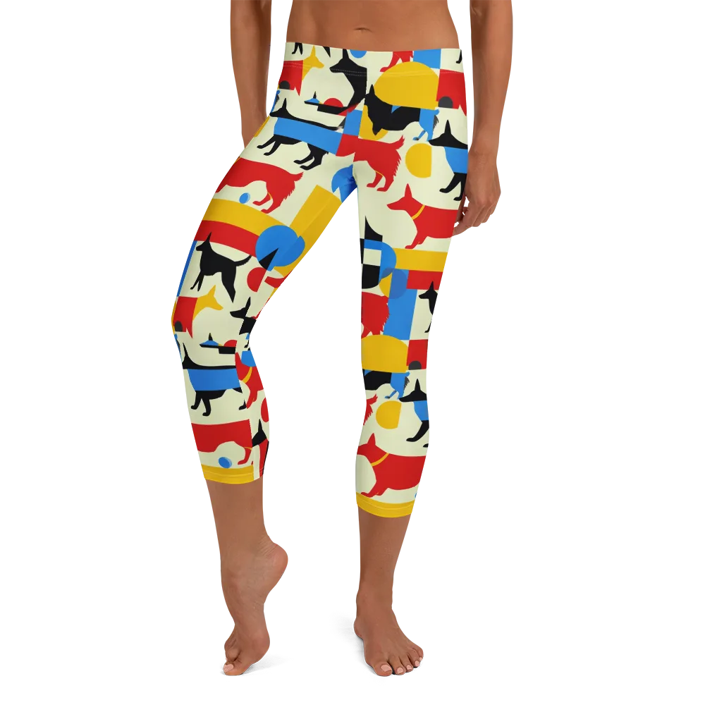 Chromatic Canine on Capri Leggings — Front
