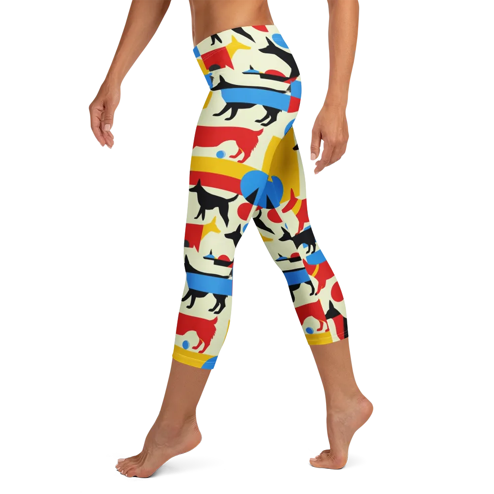 Chromatic Canine on Capri Leggings — Left