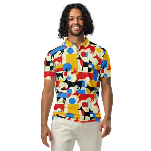Chromatic Canine on a Men's Slim Fit Polo Shirt