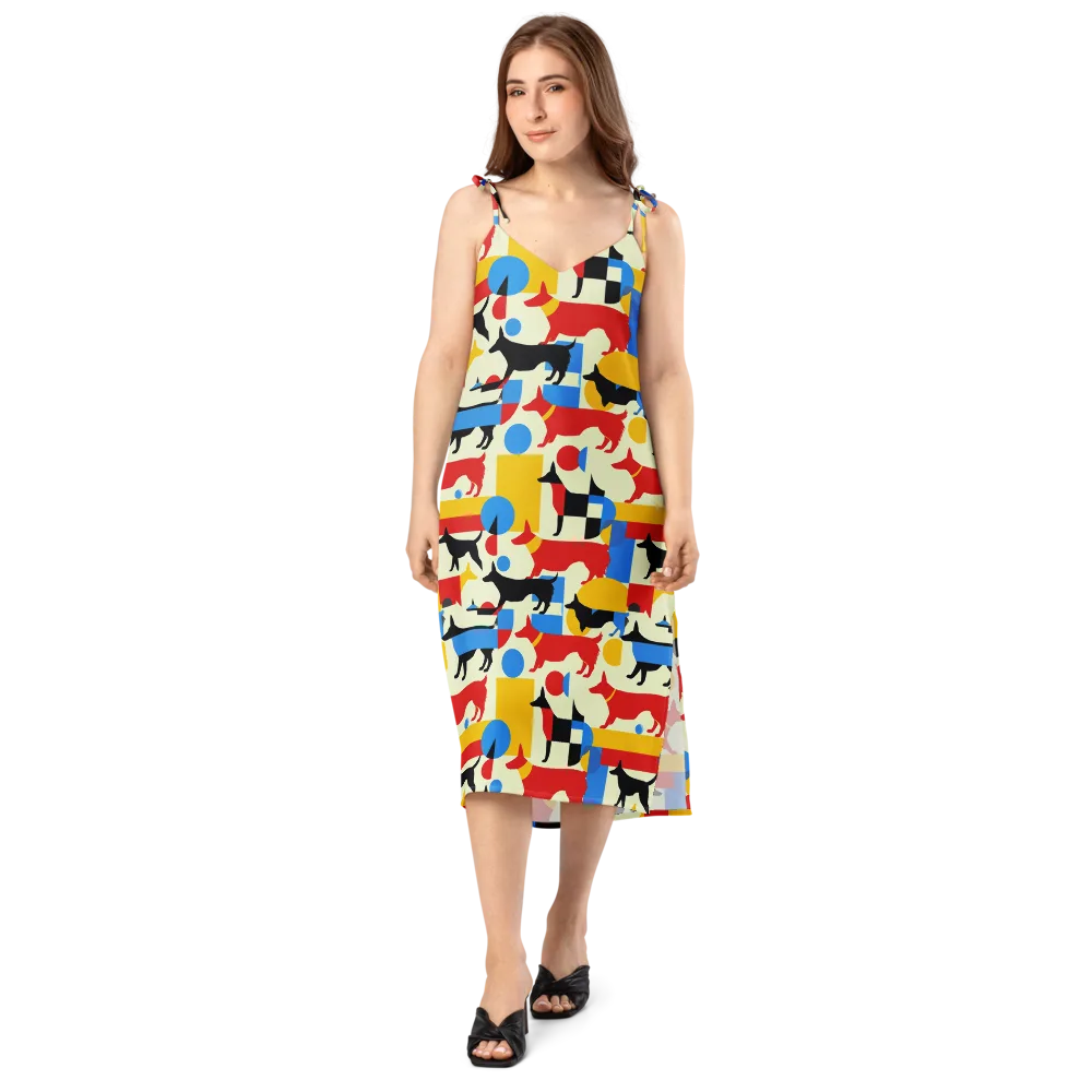 Chromatic Canine on Slip Dress — Front