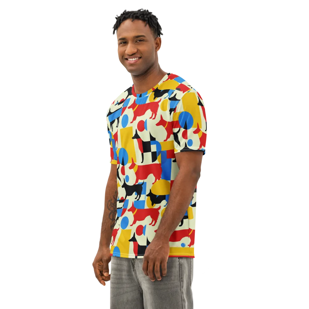 Chromatic Canine on Men's Cotton Crew Neck T-Shirt — Left Front