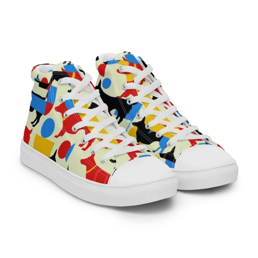 Chromatic Canine on a Men's High Top Canvas Shoes