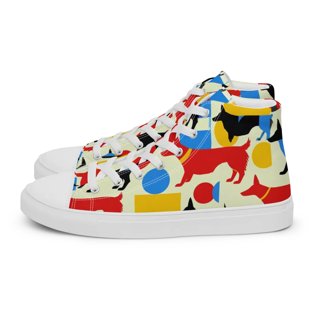 Chromatic Canine on Men's High Top Canvas Shoes — Left