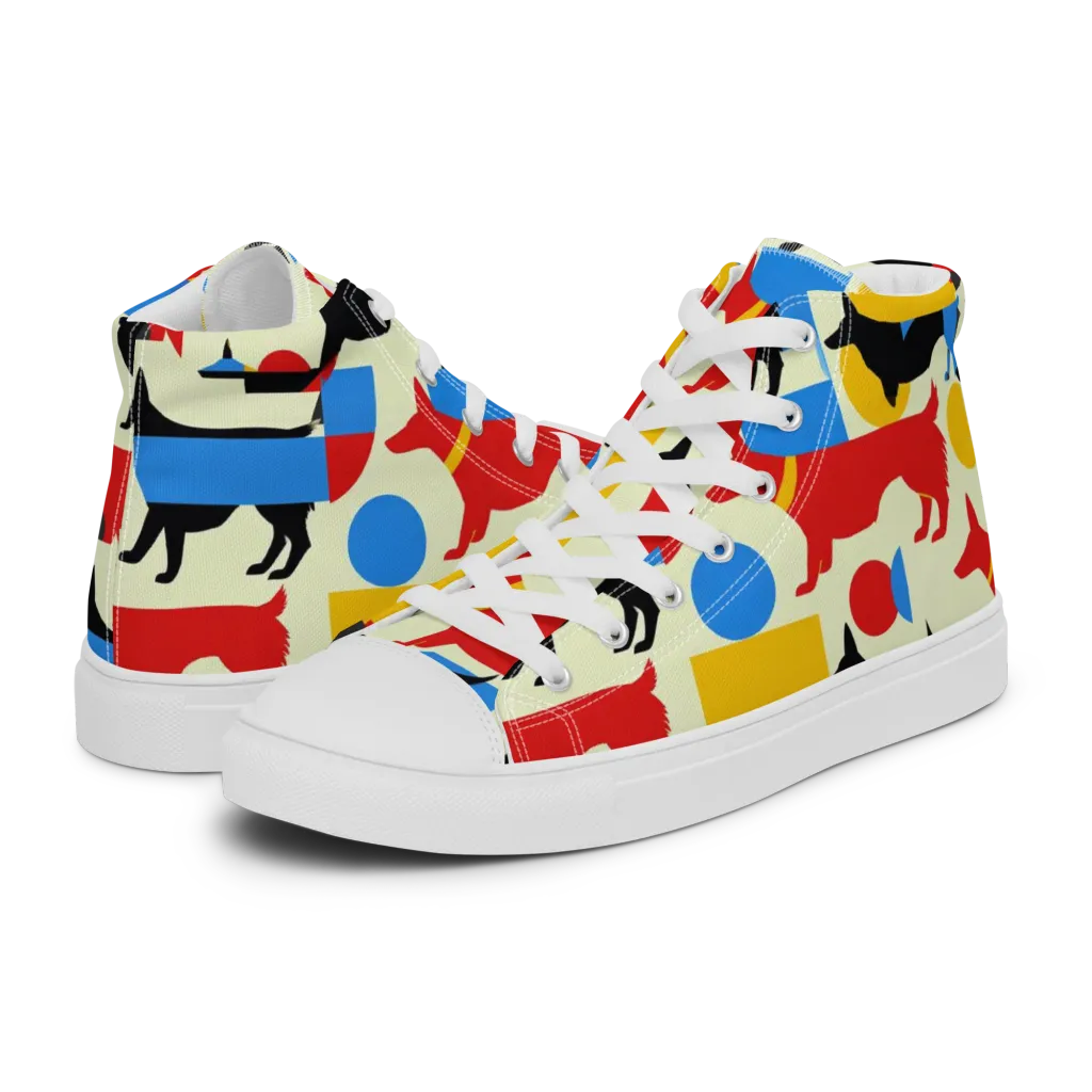 Chromatic Canine on Men's High Top Canvas Shoes — Left