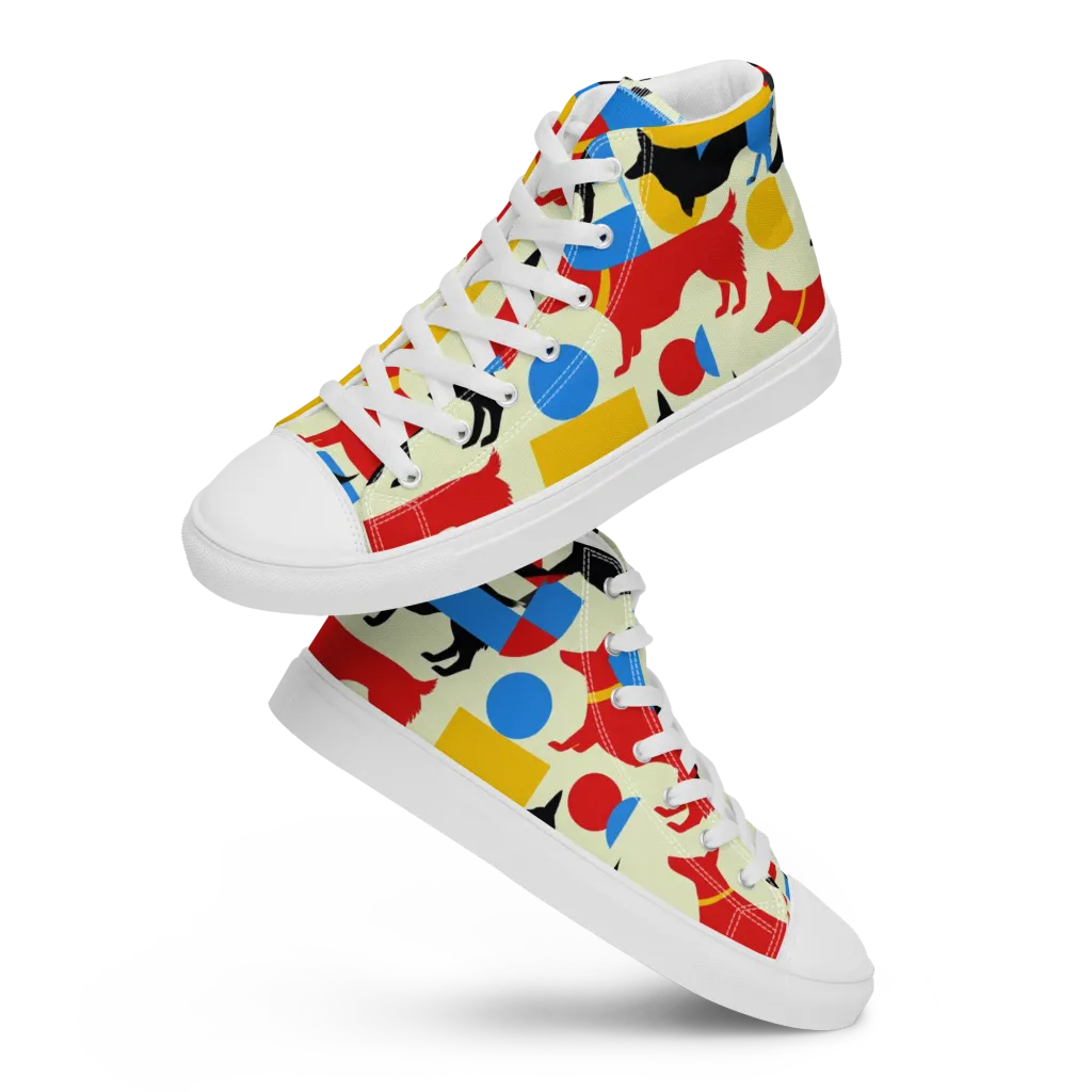 Chromatic Canine on Men's High Top Canvas Shoes — Front