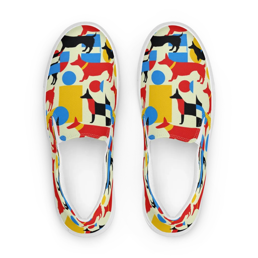 Chromatic Canine on Men's Slip-On Canvas Shoes — Front