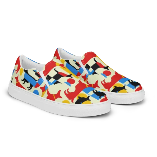 Chromatic Canine on a Men's Slip-On Canvas Shoes