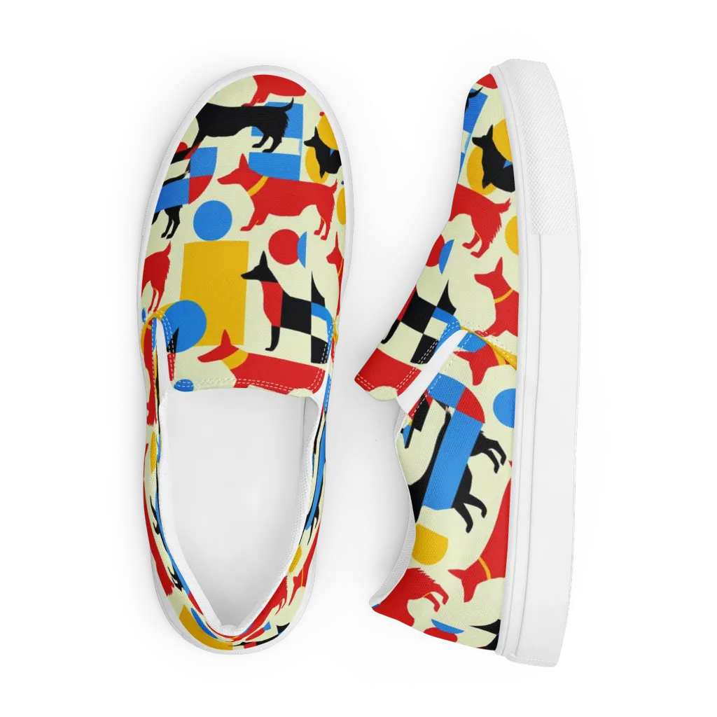 Chromatic Canine on Men's Slip-On Canvas Shoes — Front