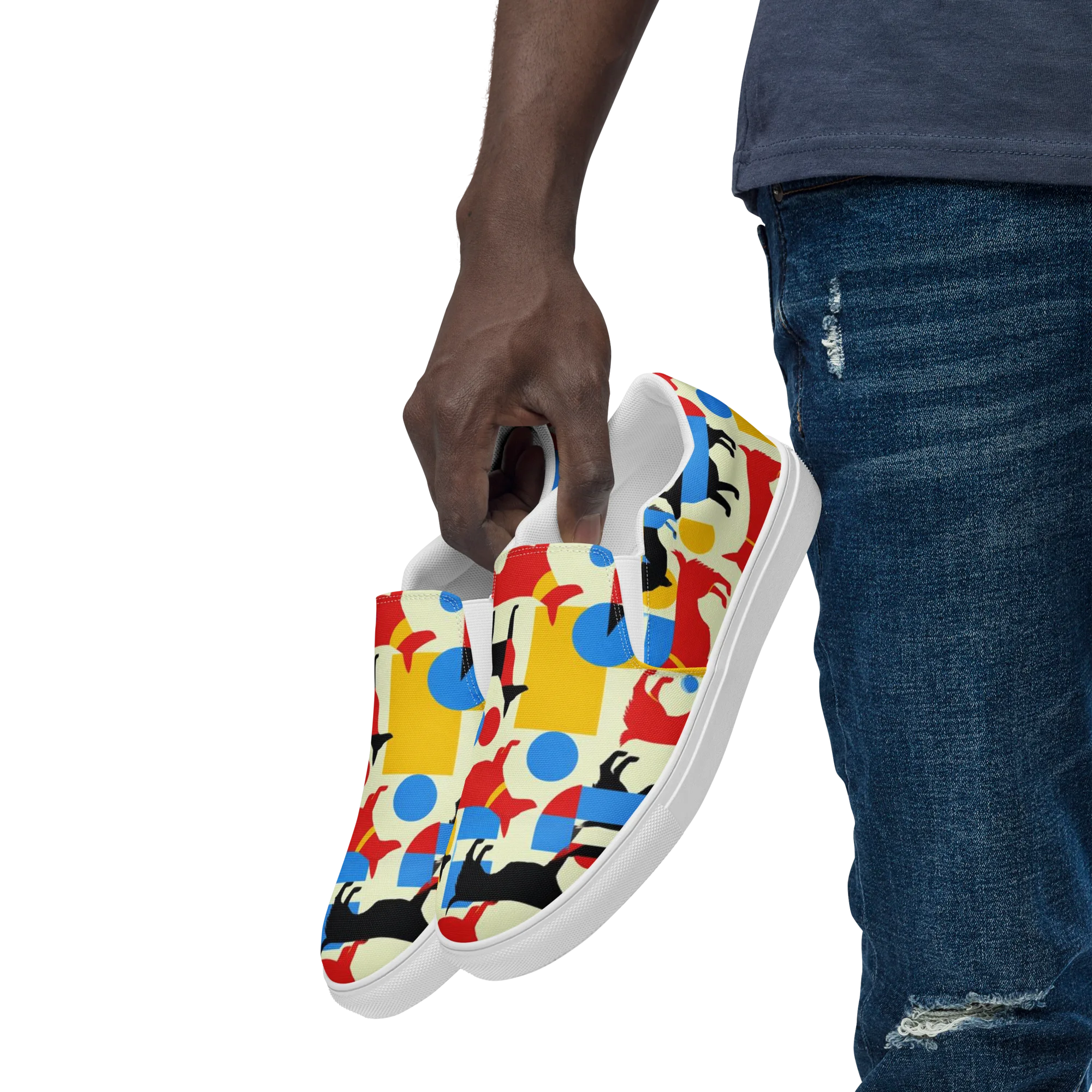 Chromatic Canine on Men's Slip-On Canvas Shoes — Left Front