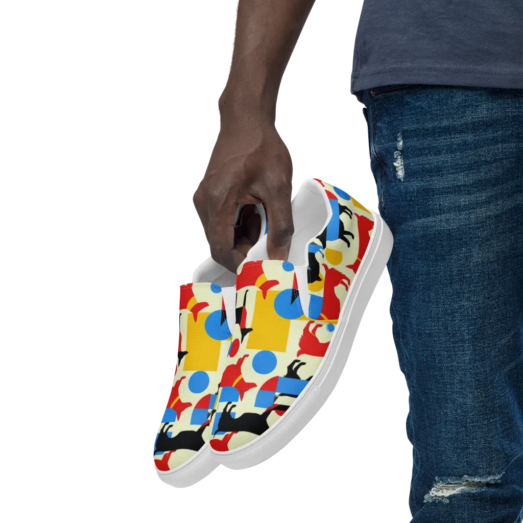 Chromatic Canine on Men's Slip-On Canvas Shoes — Left Front