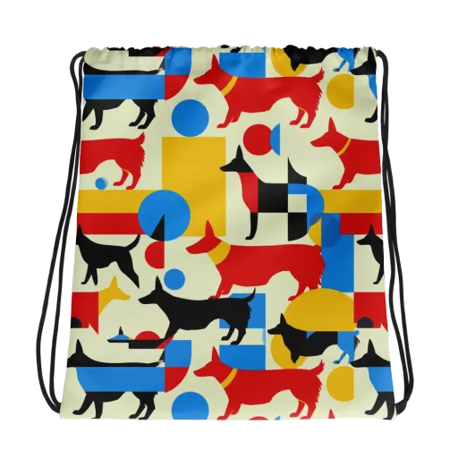 Chromatic Canine on a Drawstring Bag
