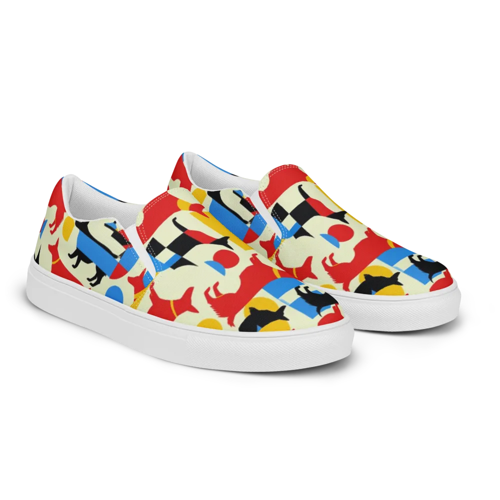 Chromatic Canine on Women's Slip-On Canvas Shoes — Right Front