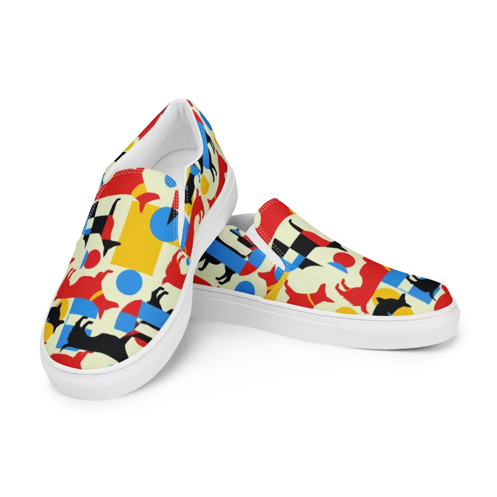 Chromatic Canine on Women's Slip-On Canvas Shoes — Left Front