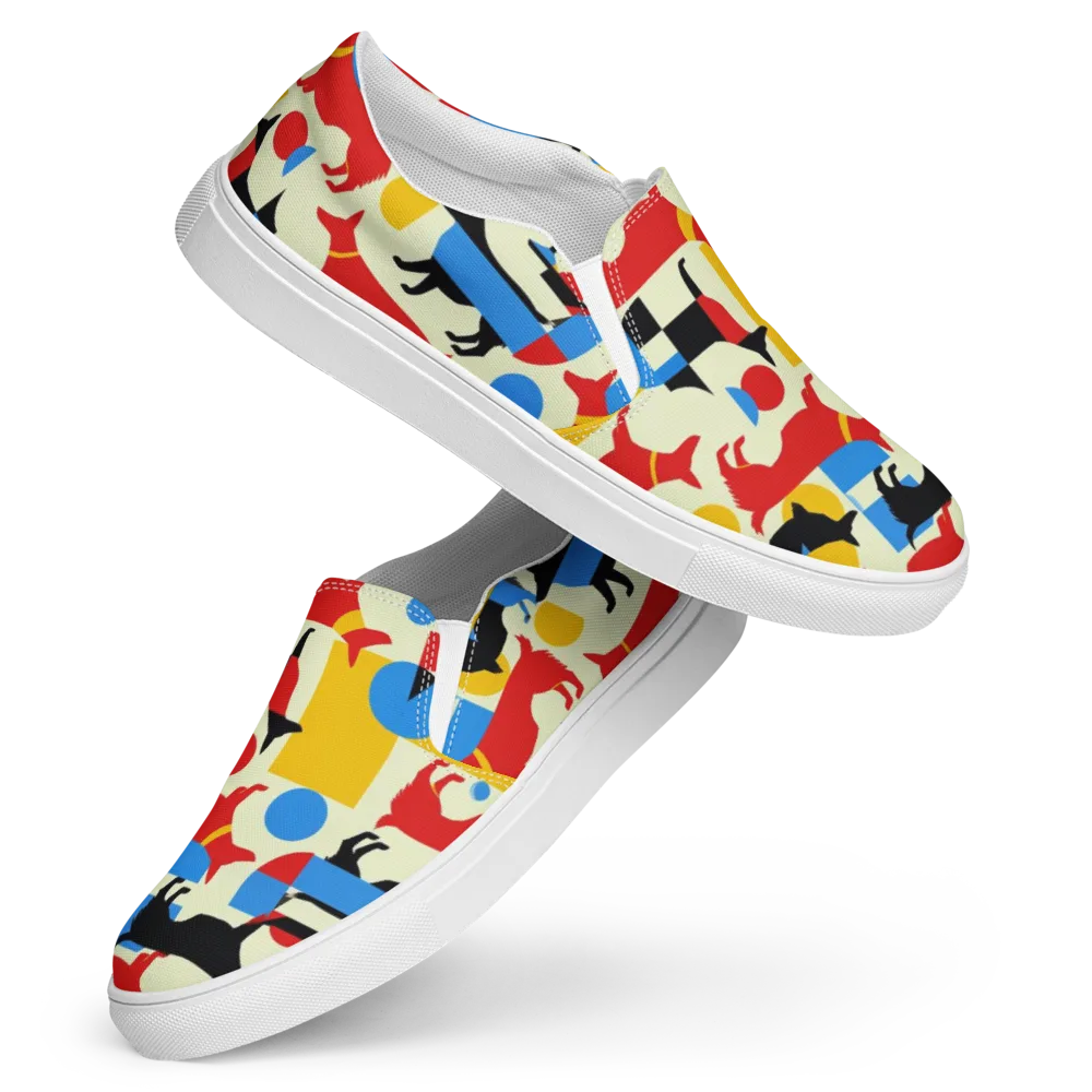 Chromatic Canine on Women's Slip-On Canvas Shoes — Front