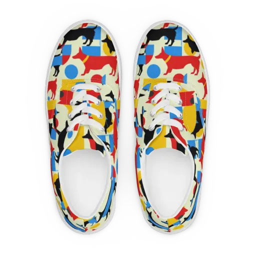 Chromatic Canine on a Men's Lace-Up Canvas Shoes