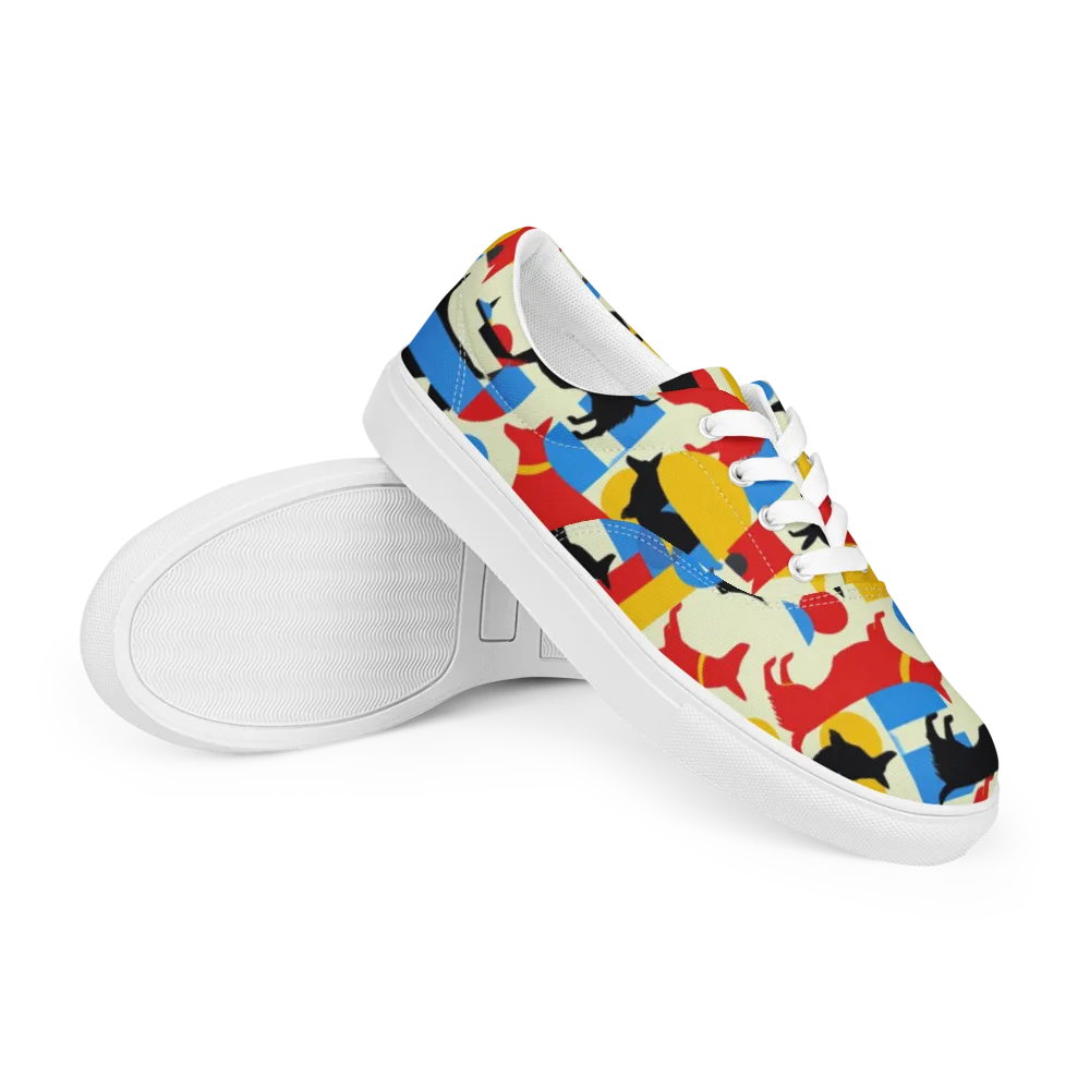 Chromatic Canine on Men's Lace-Up Canvas Shoes — Right Front