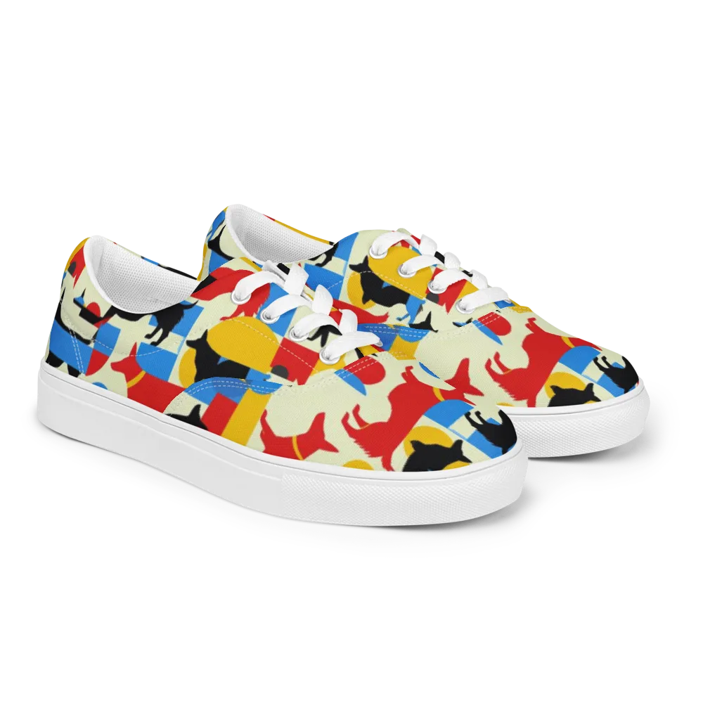 Chromatic Canine on Men's Lace-Up Canvas Shoes — Right Front