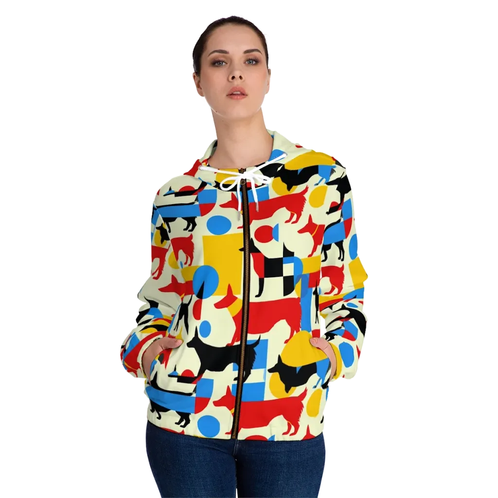 Chromatic Canine on Women's Full-Zip Hoodie — Front On Person