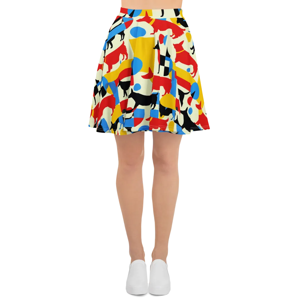 Chromatic Canine on Skater Skirt — Front