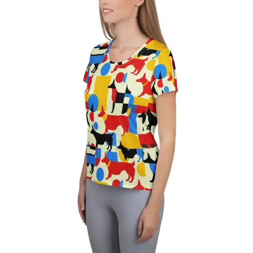Chromatic Canine on a Women's Athletic T-Shirt