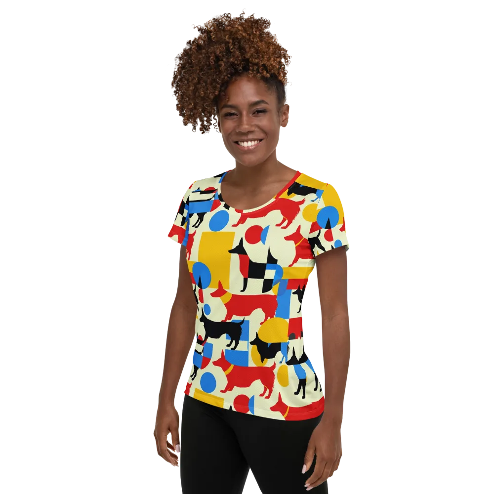 Chromatic Canine on Women's Athletic T-Shirt — Left