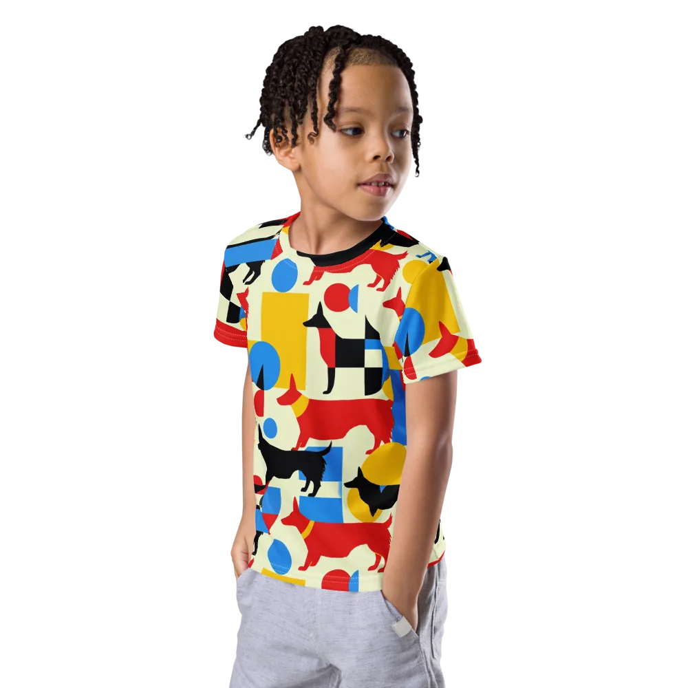 Chromatic Canine on Kids Crew Neck T-Shirt — Left Front