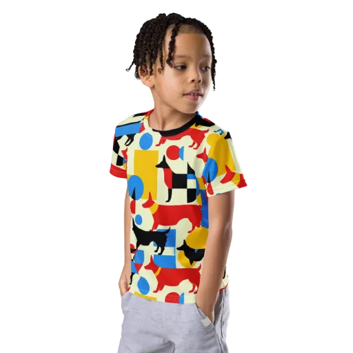 Chromatic Canine on a Kids Crew Neck T-Shirt