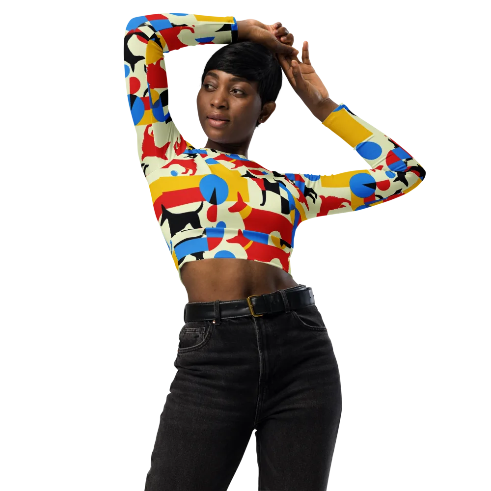 Chromatic Canine on Long Sleeve Crop Top — Front