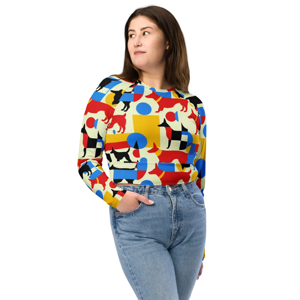 Chromatic Canine on Long Sleeve Crop Top — Front