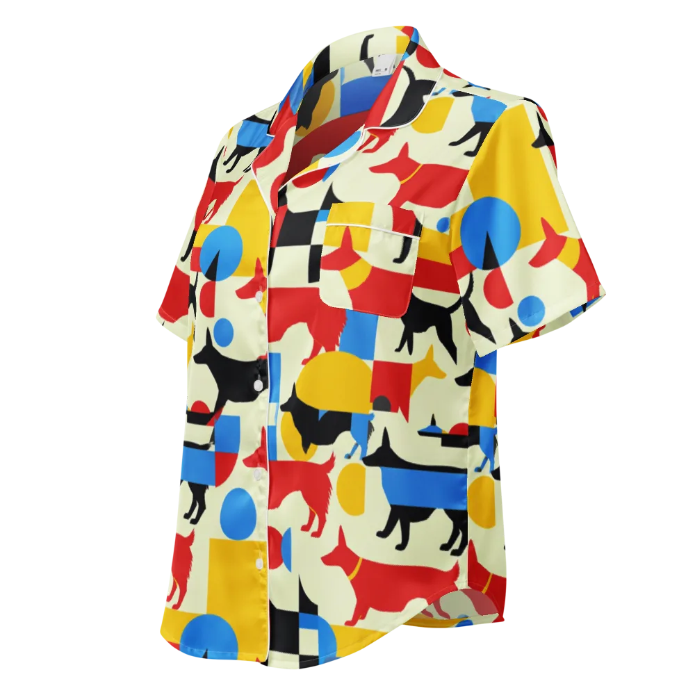 Chromatic Canine on Women's Short Sleeve Pajama Top — Left Front