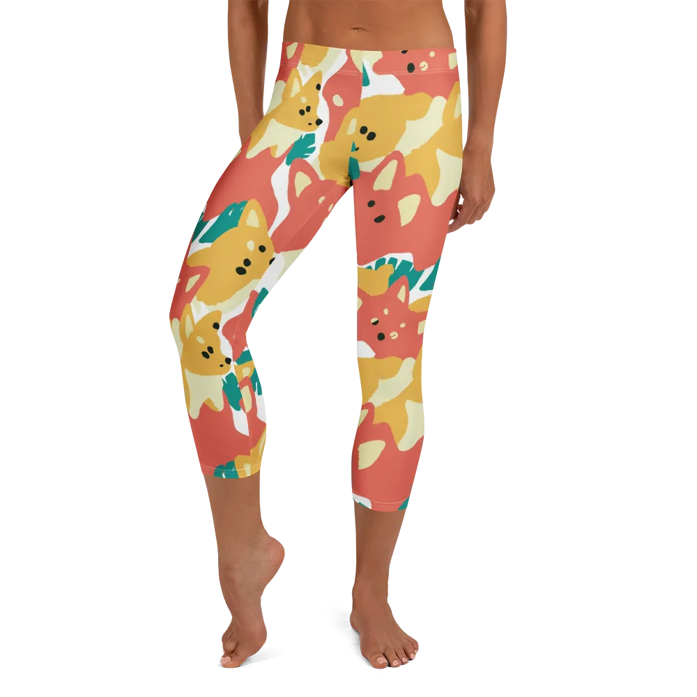 Purrfect Palette on Capri Leggings — Front
