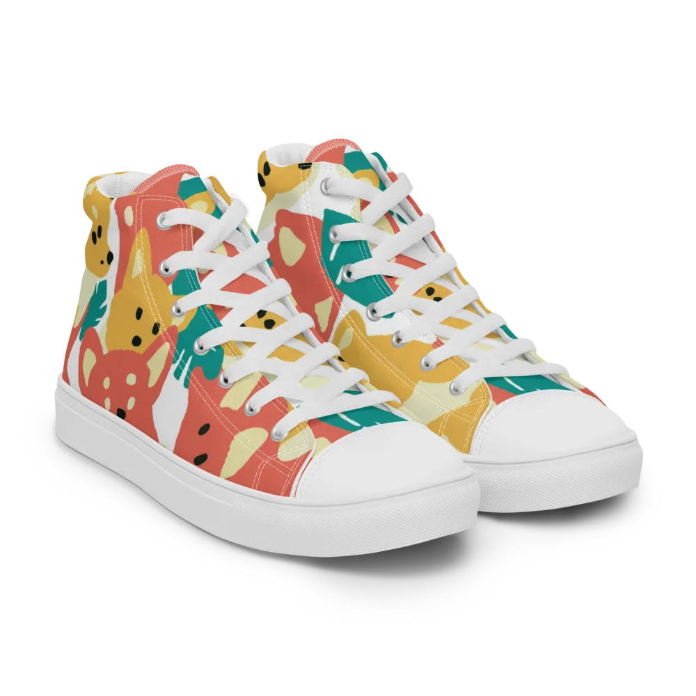 Purrfect Palette on Men's High Top Canvas Shoes — Right Front