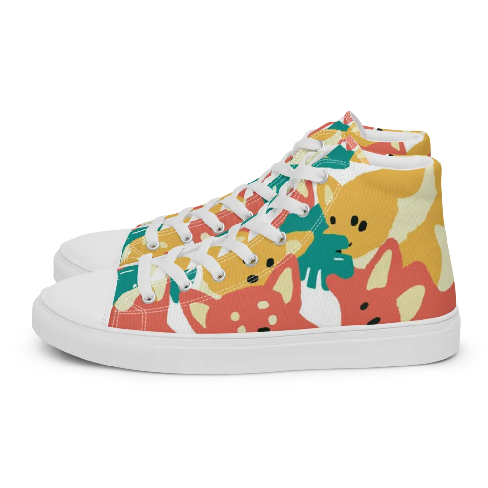 Purrfect Palette on Men's High Top Canvas Shoes — Left