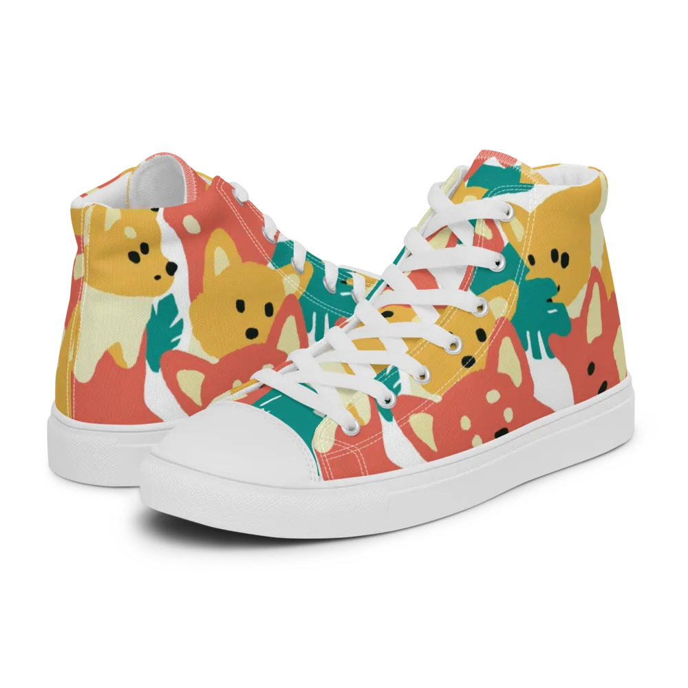Purrfect Palette on Men's High Top Canvas Shoes — Left