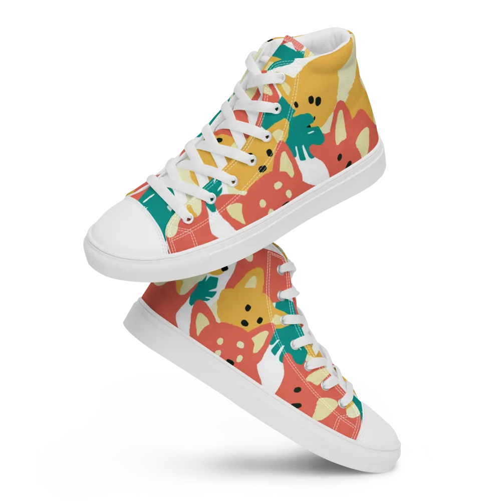 Purrfect Palette on Men's High Top Canvas Shoes — Front