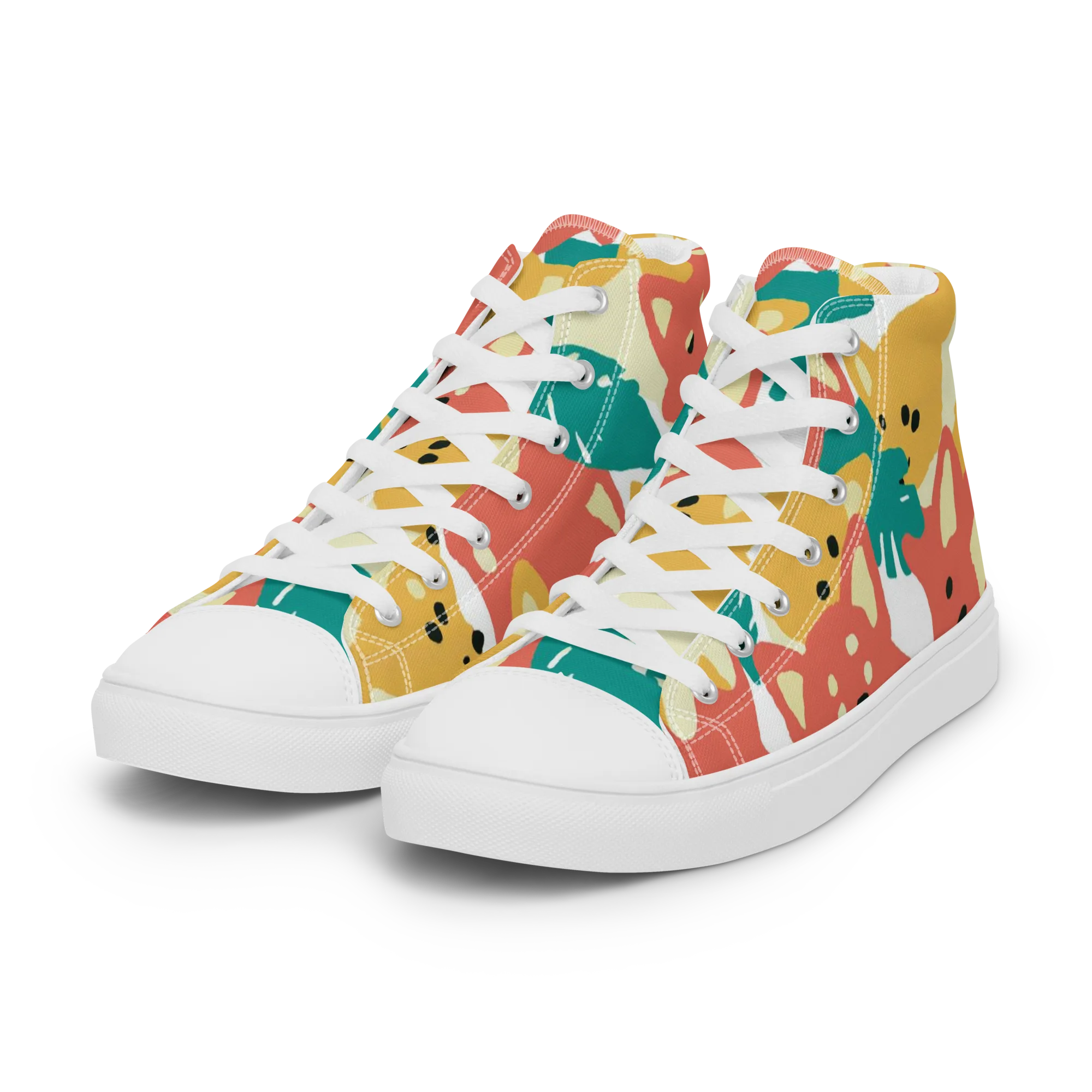 Purrfect Palette on Women's High Top Canvas Shoes — Left Front