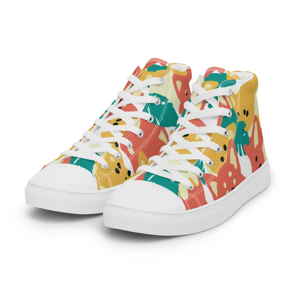 Purrfect Palette on Women's High Top Canvas Shoes — Left Front