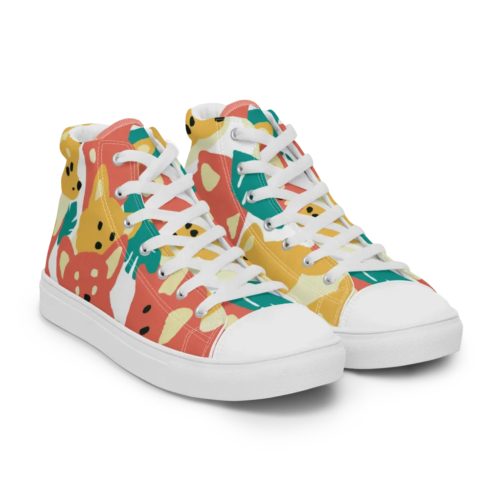 Purrfect Palette on Women's High Top Canvas Shoes — Right Front
