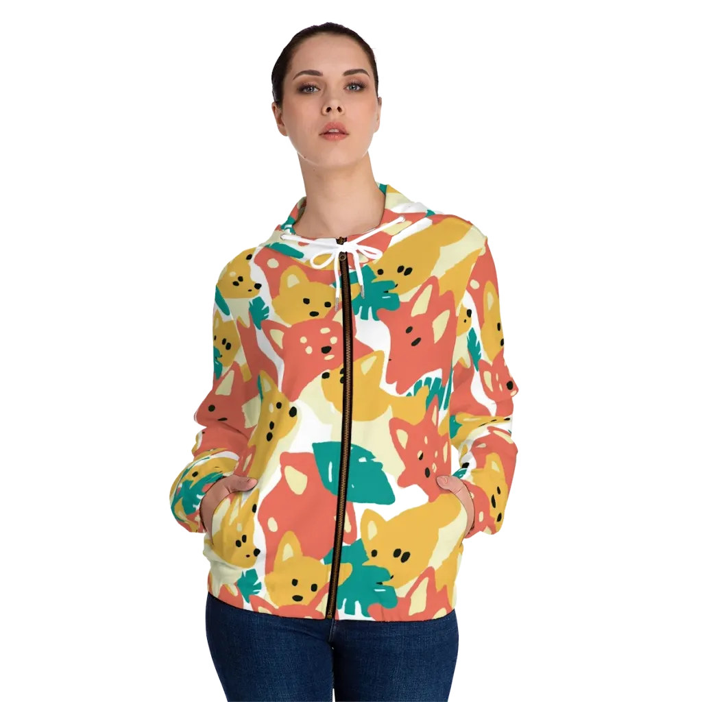 Purrfect Palette on Women's Full-Zip Hoodie — Front On Person
