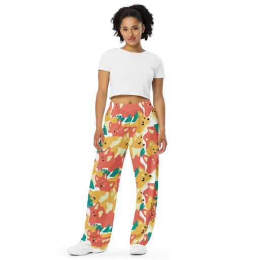 Purrfect Palette on a Wide-Leg Pants