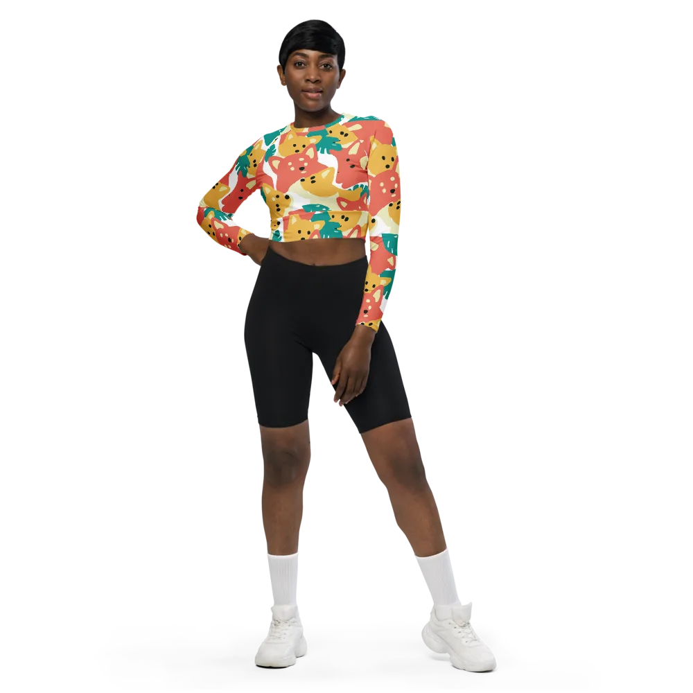 Purrfect Palette on Long Sleeve Crop Top — Front