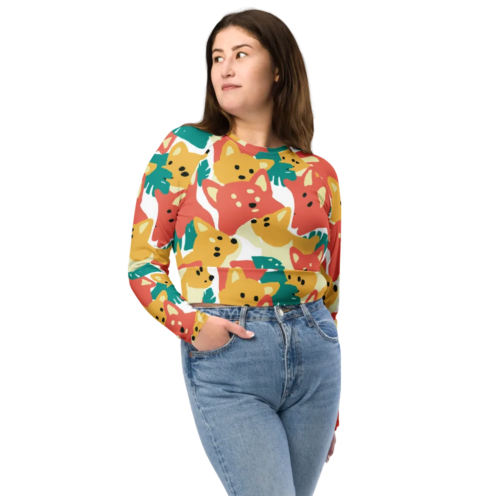 Purrfect Palette on Long Sleeve Crop Top — Front